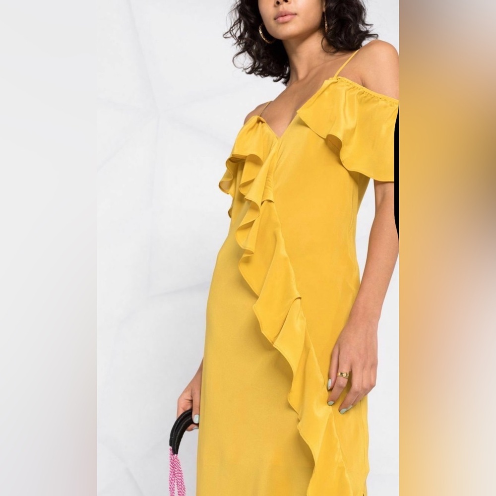 NWT Goldhawk Mustard Silk Dress - Picture 2 of 11